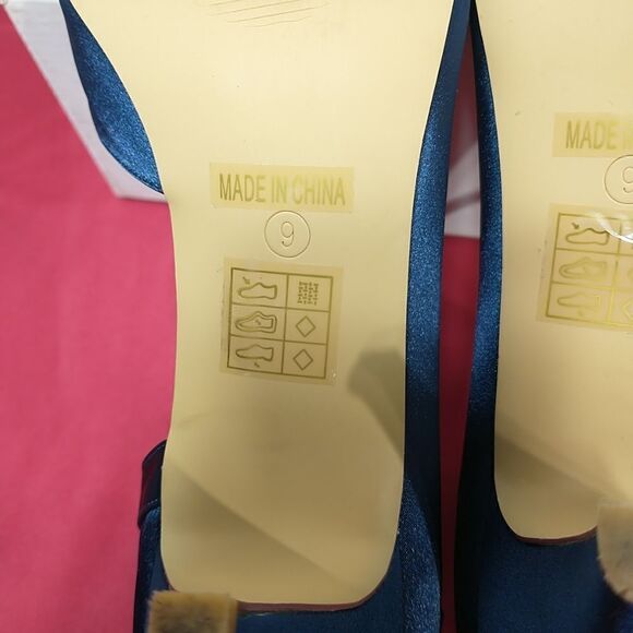 ERIJUNOR Women SZ 9 Blue Low Heel Closed-Toe Ankle Strap Bridal Wedding . - Picture 10 of 12